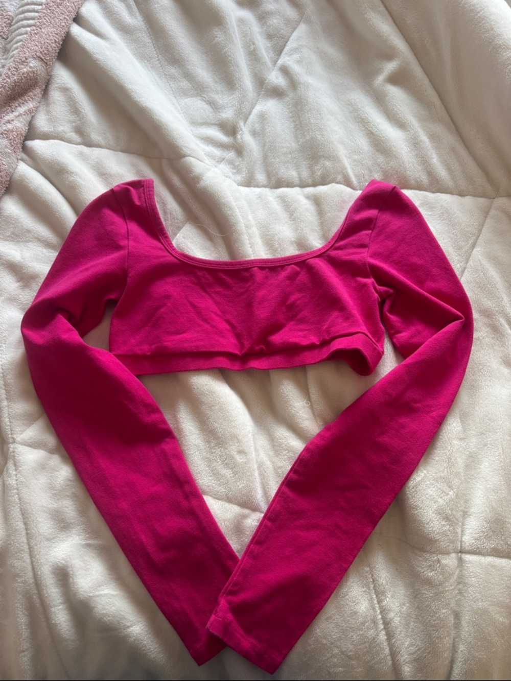 Garage Hot Pink Long Sleeve Crop Top